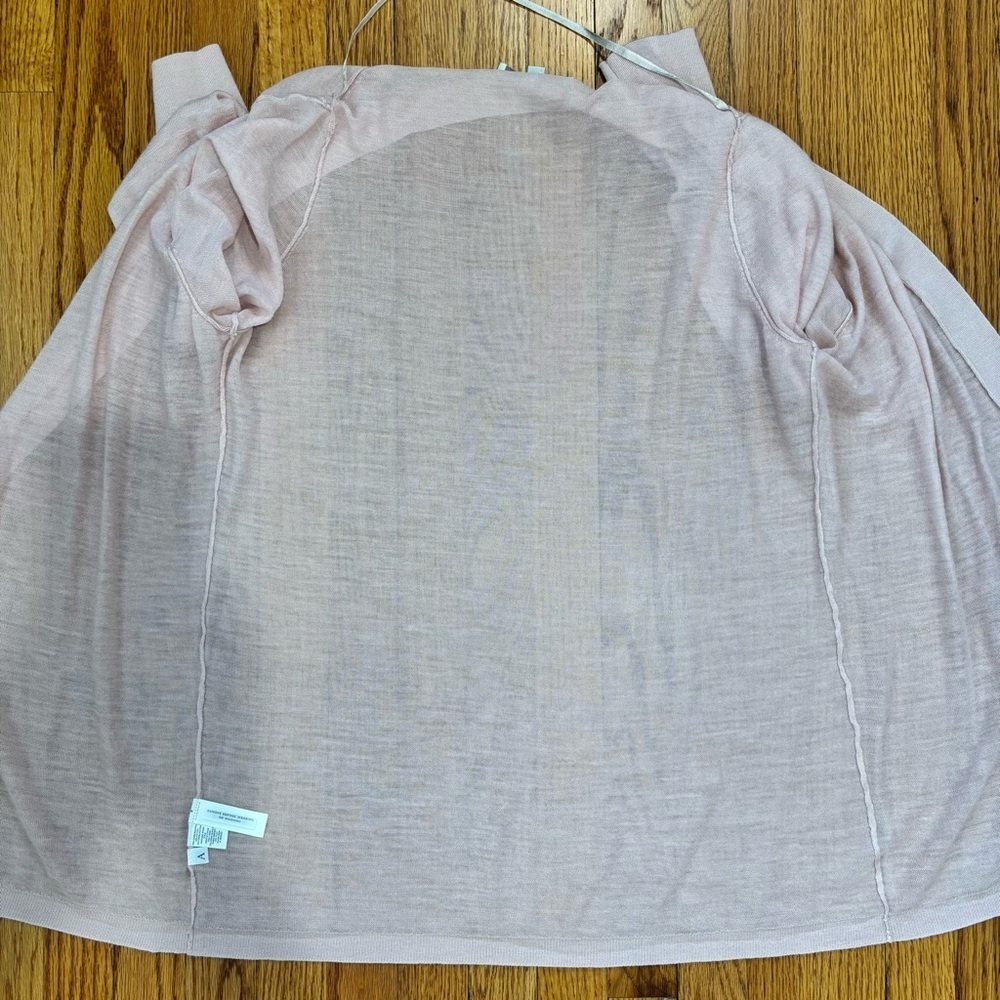 Loft pale pink linen rayon sheer open front long sleeve slouchy sweater cardigan - Picture 12 of 16